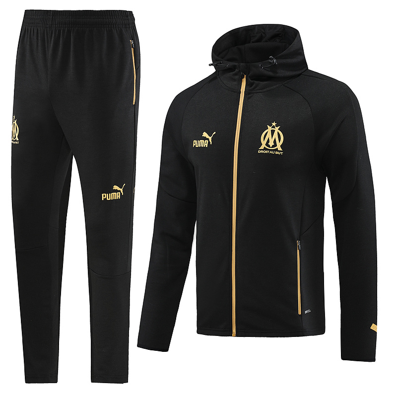 AAA Quality Marseilles 23/24 Hoodie Tracksuit - Black/Golden